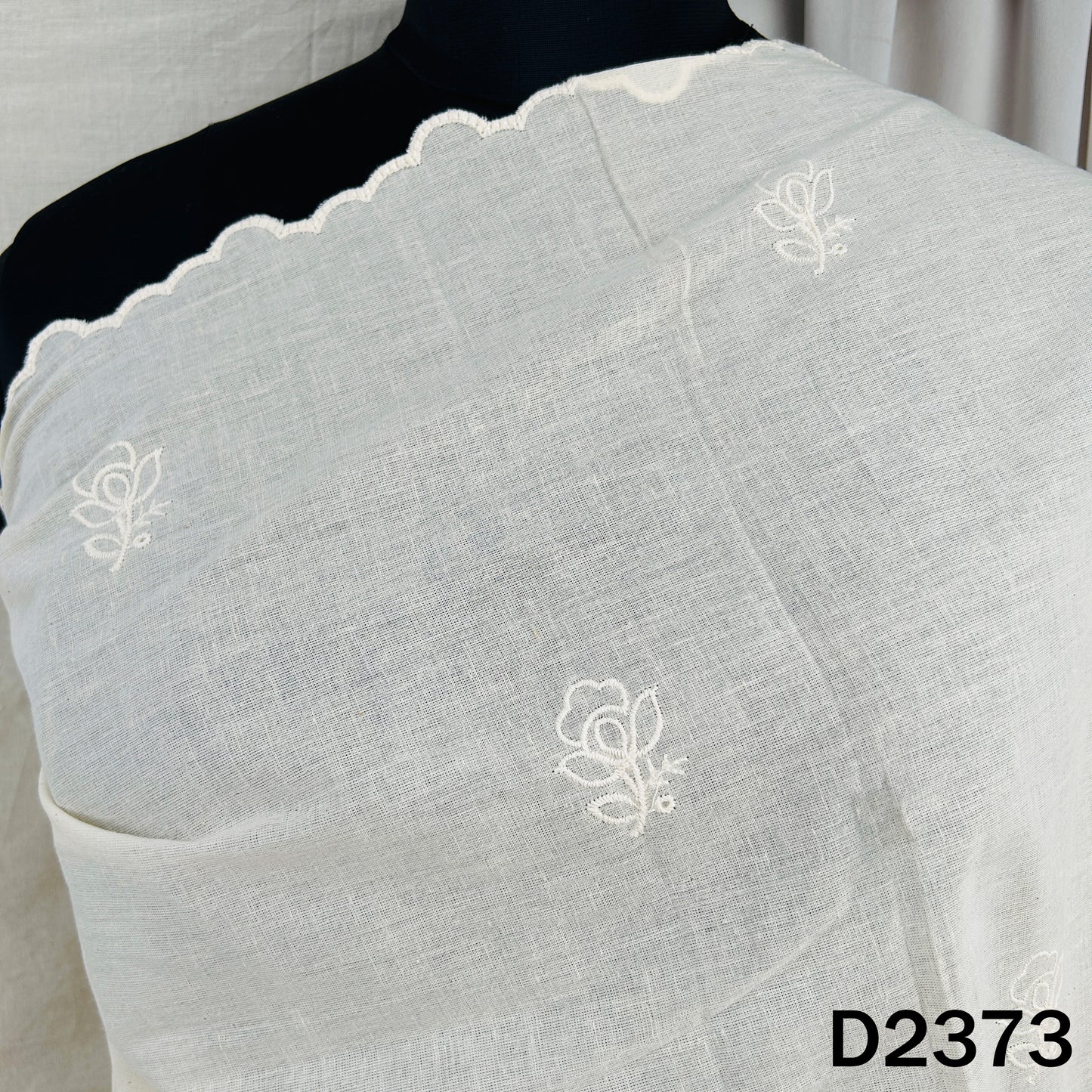 Dyeable Thread Work Kora Cotton Dupatta - D2373