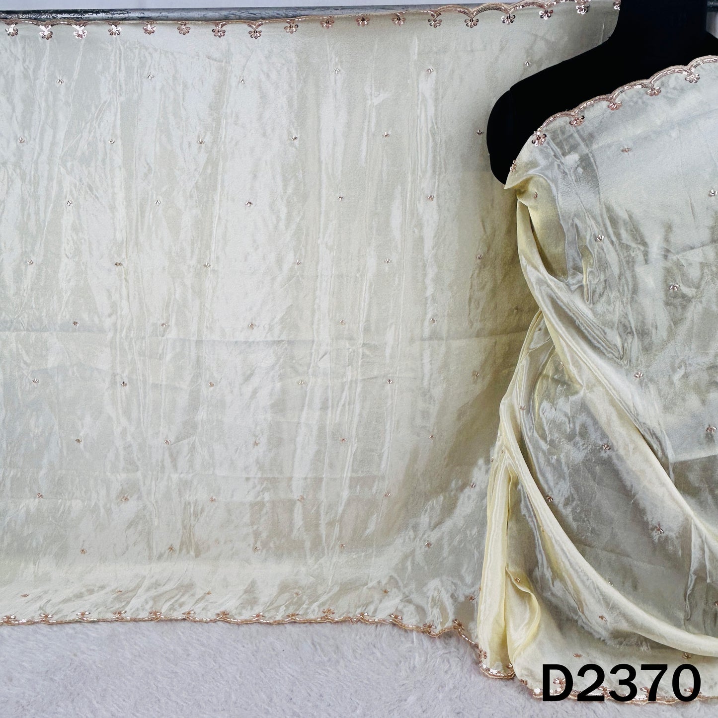 Dyeable Cut Dana Zari Sequins Work Georgette Dupatta - D2370