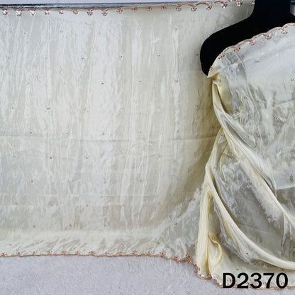 Dyeable Cut Dana Zari Sequins Work Georgette Dupatta - D2370