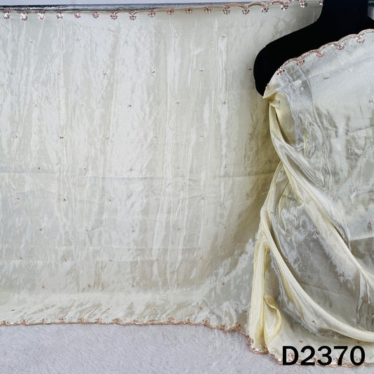 Dyeable Cut Dana Zari Sequins Work Georgette Dupatta - D2370