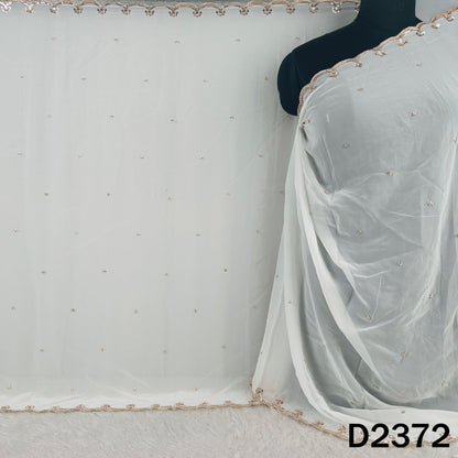 Dyeable Cut Dana Zari Sequins Work Georgette Dupatta - D2372