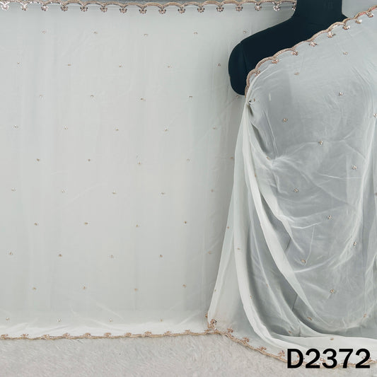 Dyeable Cut Dana Zari Sequins Work Georgette Dupatta - D2372