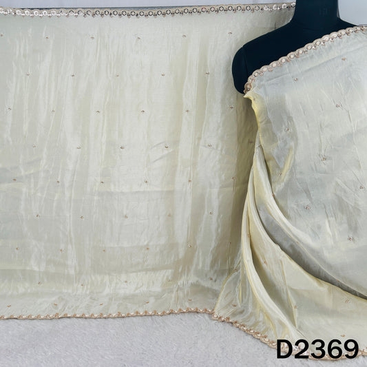 Dyeable Cut Dana Zari Sequins Work Shimmer Tissue Dupatta - D2369