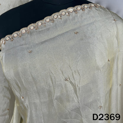Dyeable Cut Dana Zari Sequins Work Shimmer Tissue Dupatta - D2369
