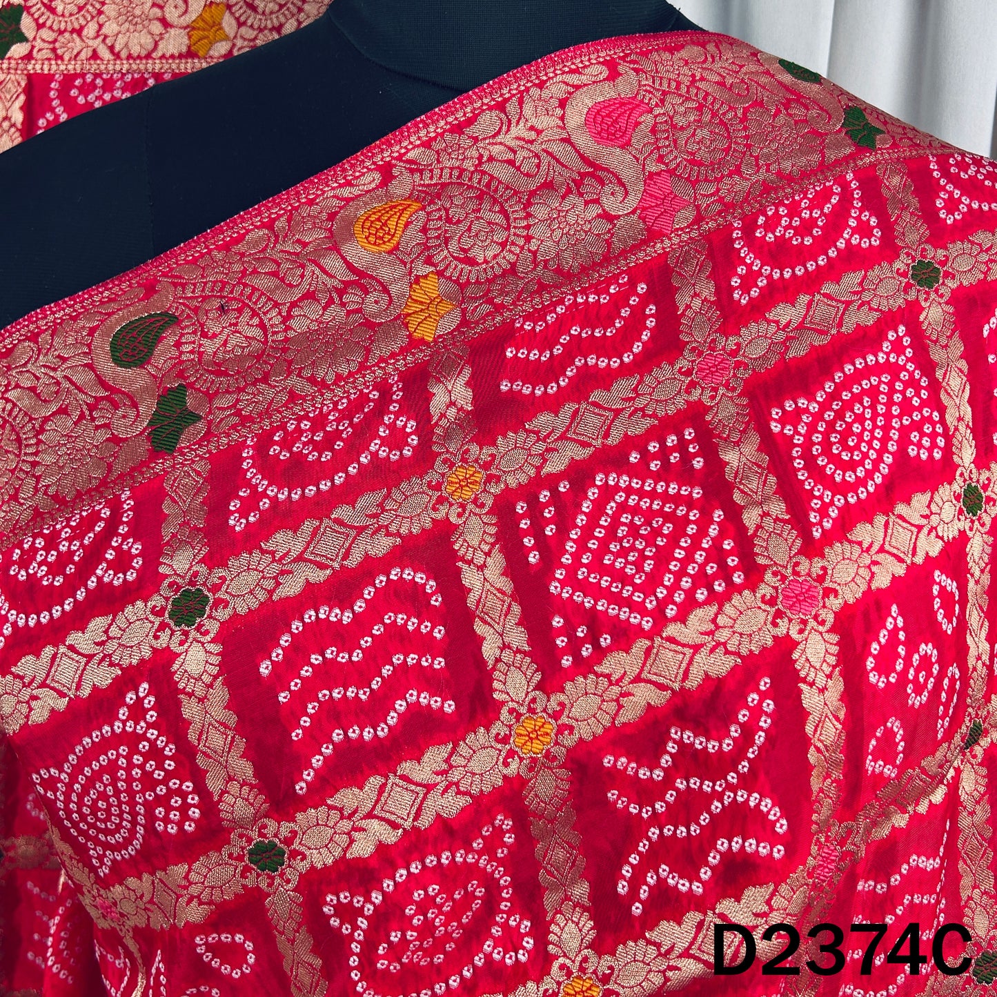 Zari Work Bandhani Dola Silk Dupatta - D2374