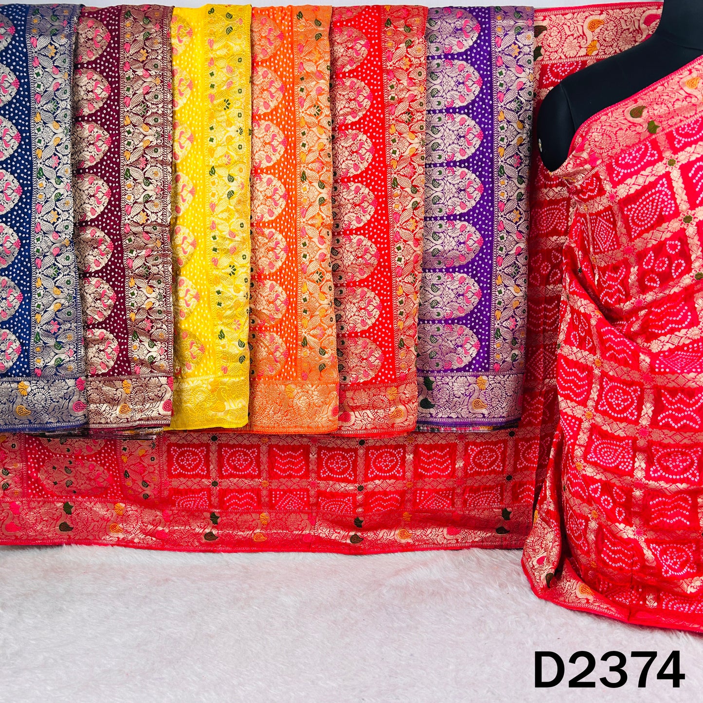 Zari Work Bandhani Dola Silk Dupatta - D2374