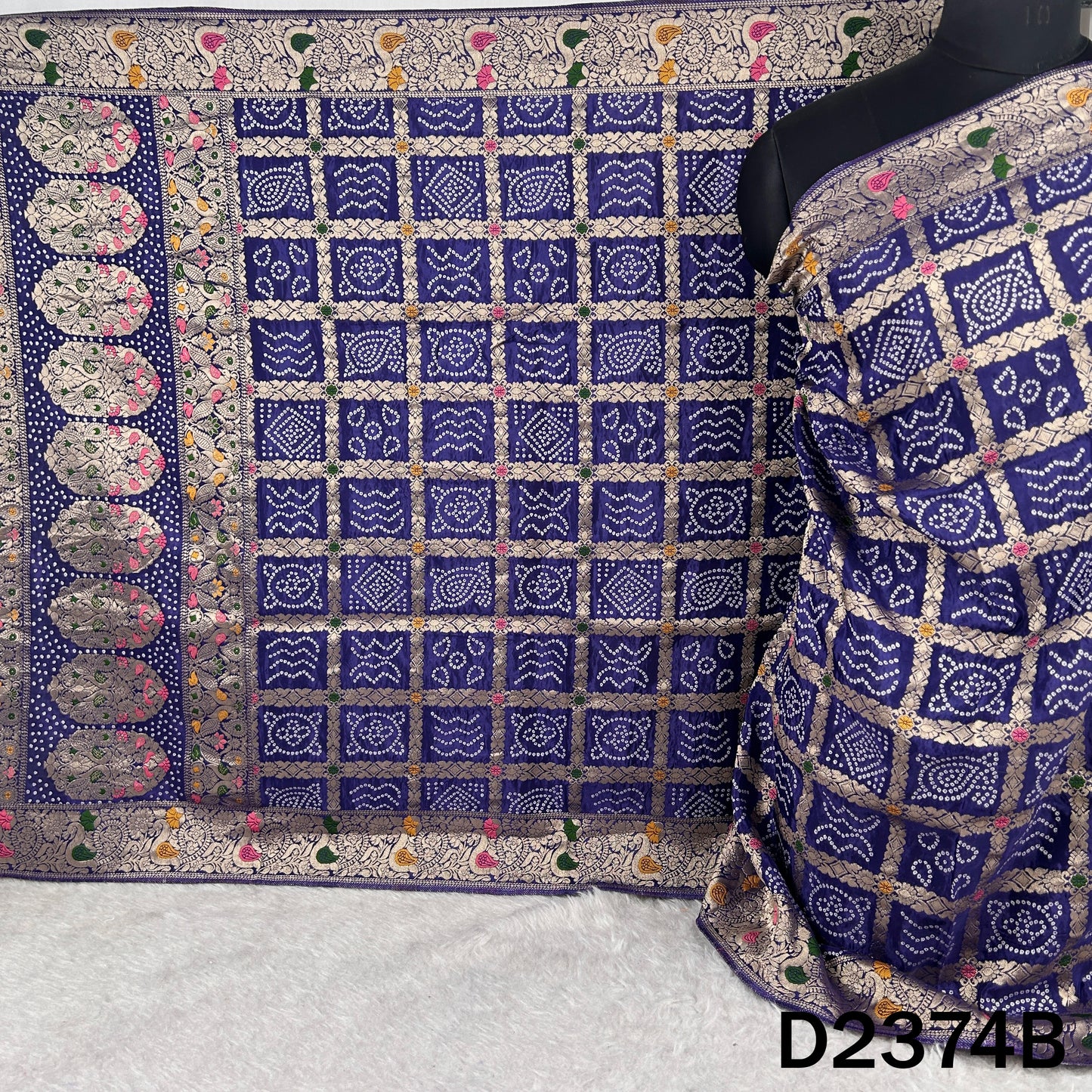 Zari Work Bandhani Dola Silk Dupatta - D2374