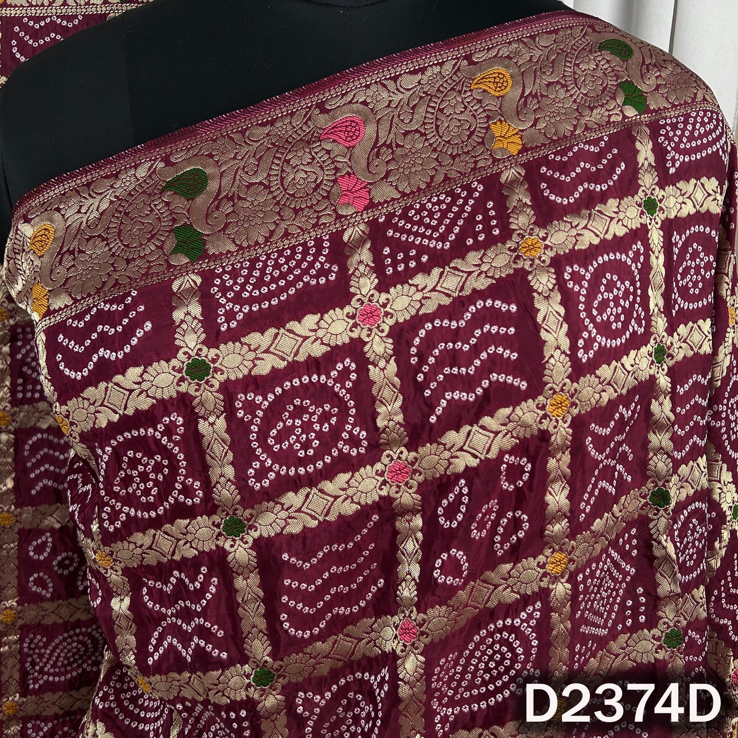 Zari Work Bandhani Dola Silk Dupatta - D2374