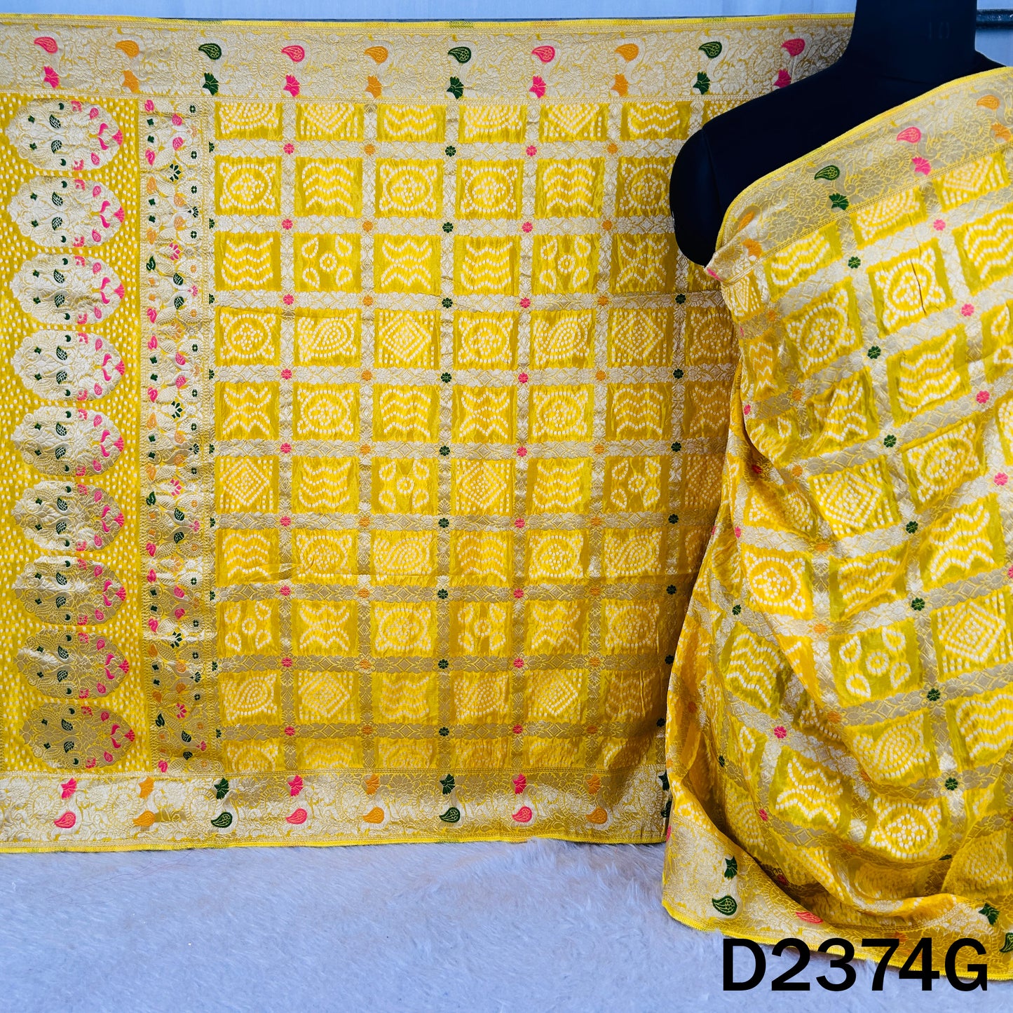 Zari Work Bandhani Dola Silk Dupatta - D2374