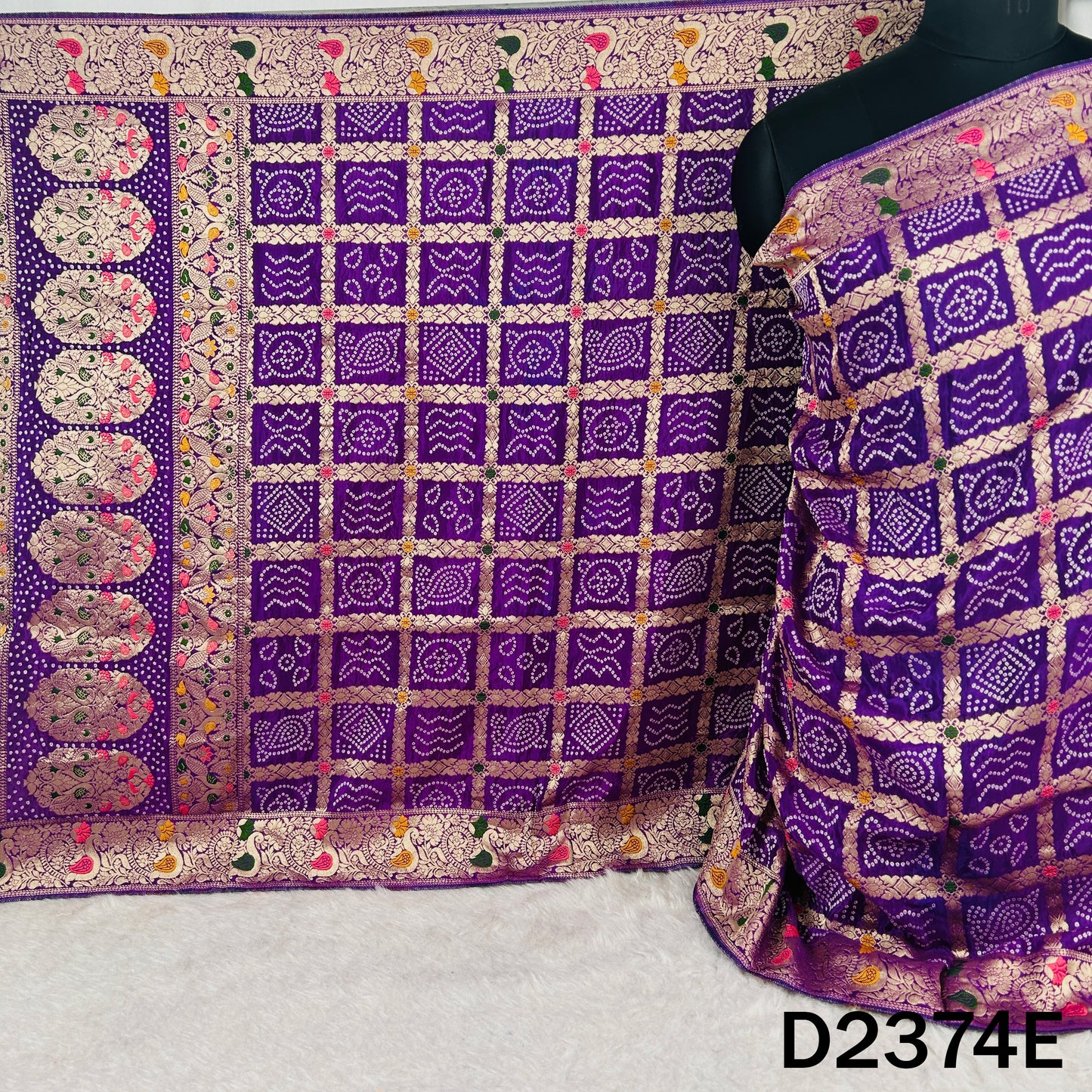 Zari Work Bandhani Dola Silk Dupatta - D2374