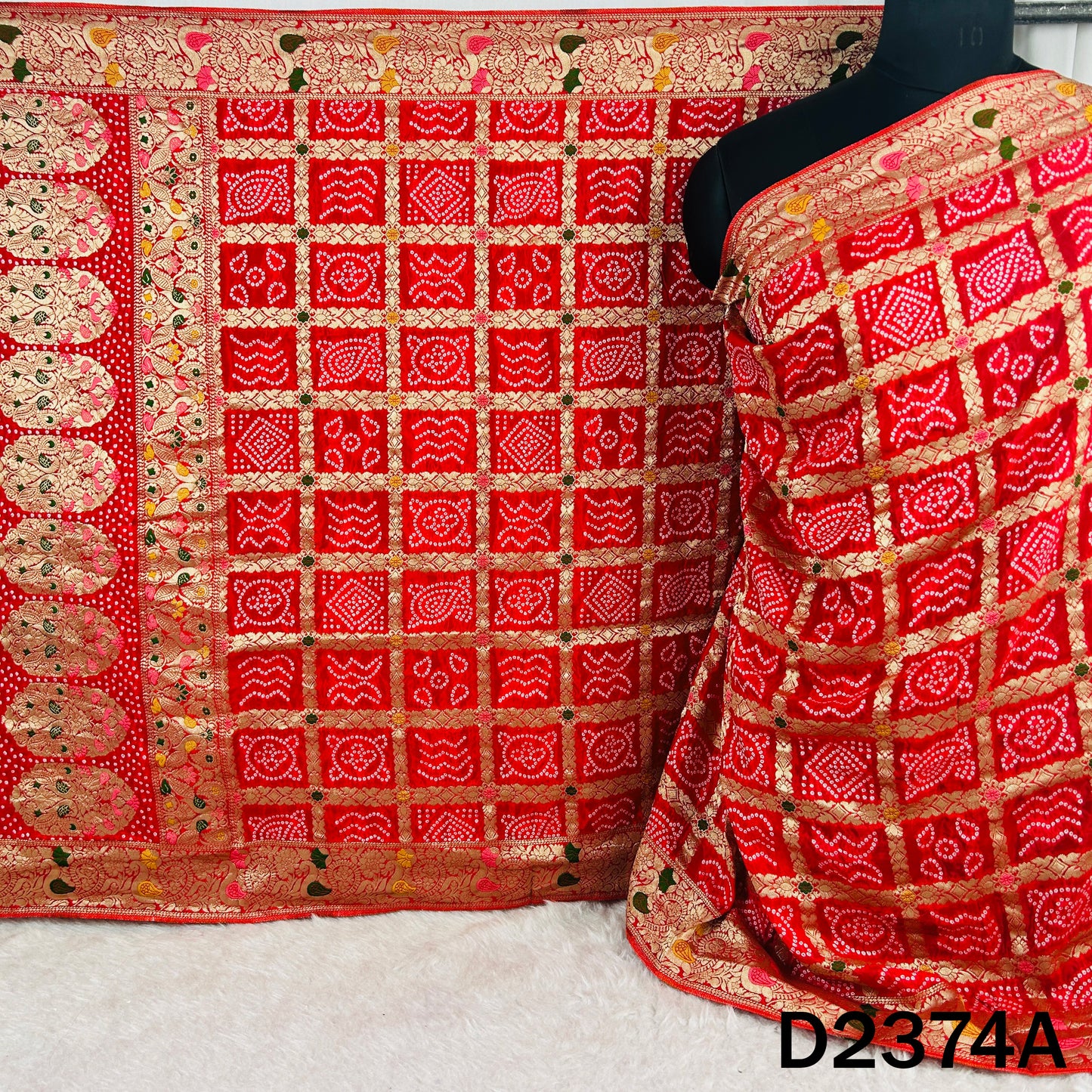 Zari Work Bandhani Dola Silk Dupatta - D2374