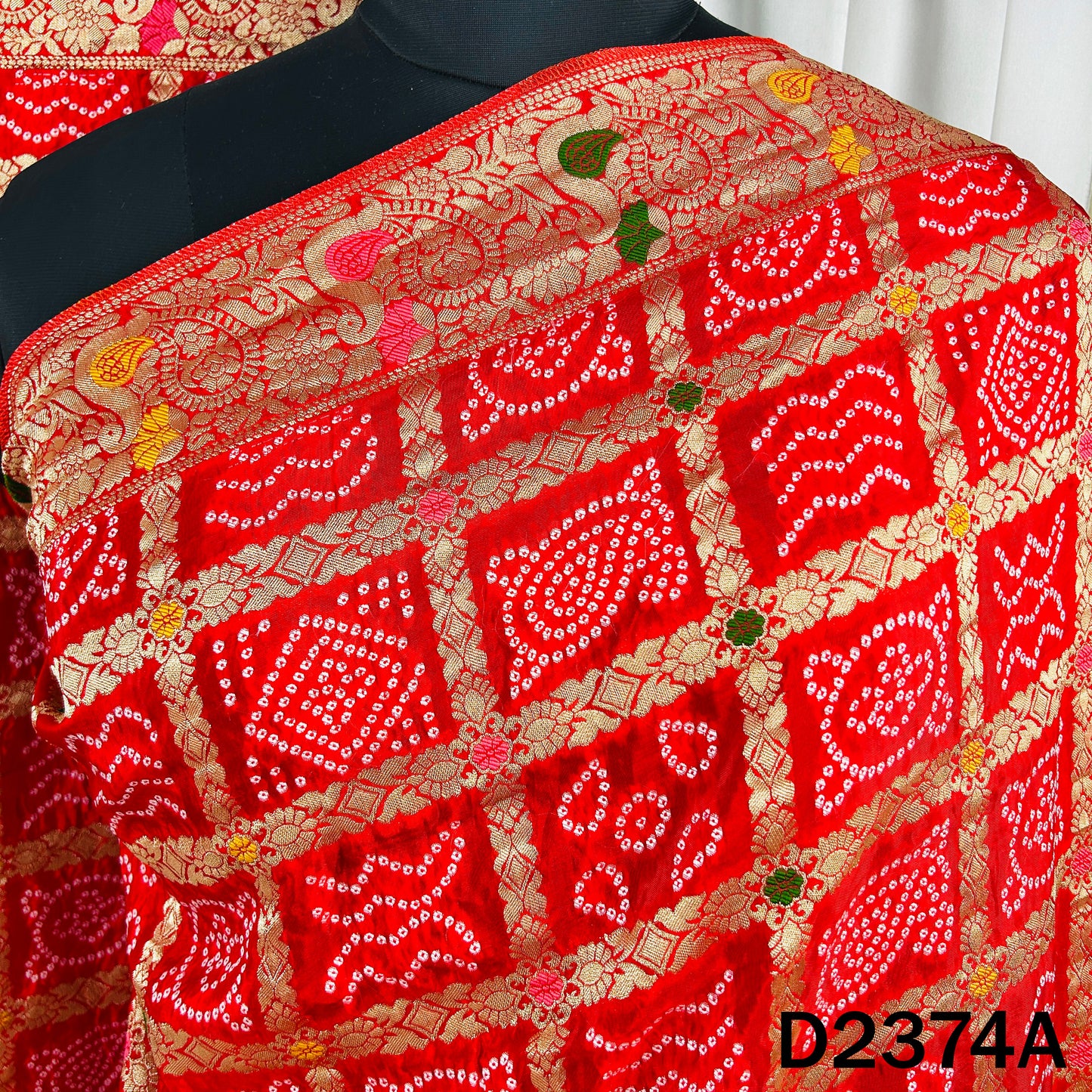 Zari Work Bandhani Dola Silk Dupatta - D2374