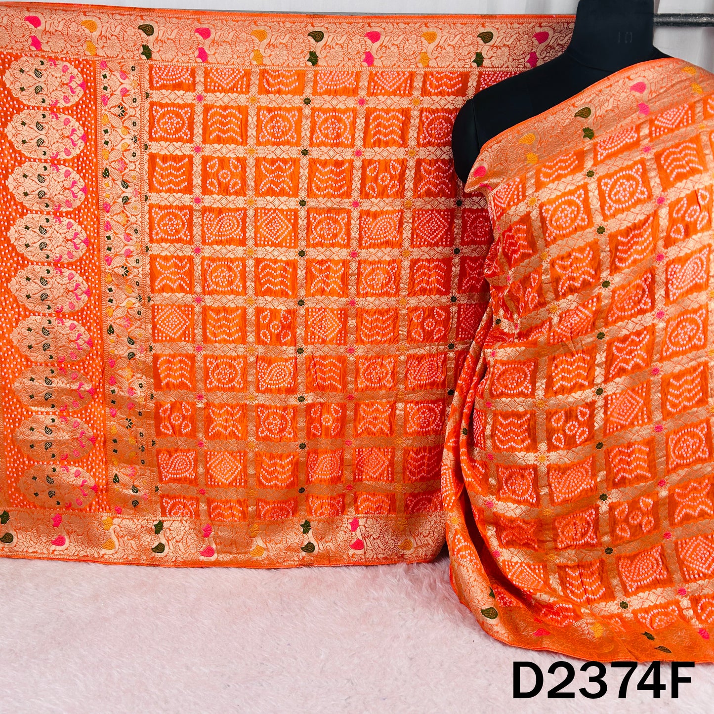 Zari Work Bandhani Dola Silk Dupatta - D2374
