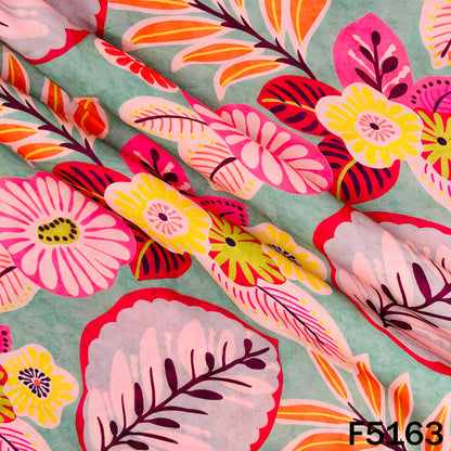 Digital Print Crepe Satin Fabric - F5163