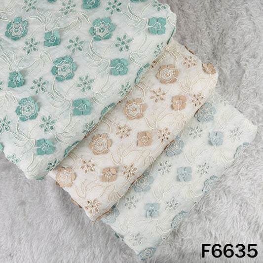 Embroidered Applique Work Mul Chanderi Fabric - F6635