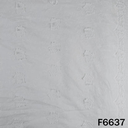 Dyeable Thread Embroidered Applique Work Cambric Cotton Fabric - F6637