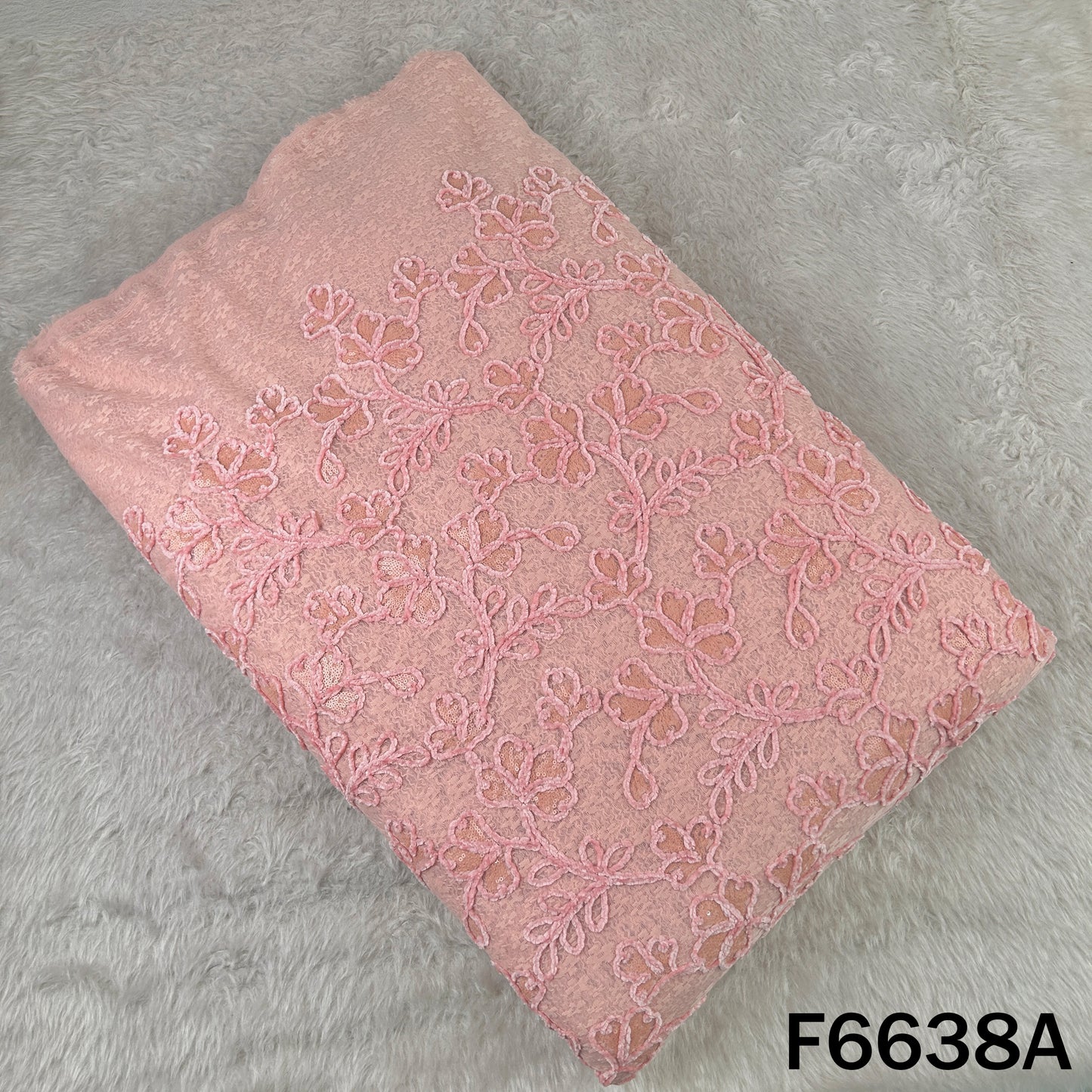 Sequins Brasso Work Self Net Fabric - F6638