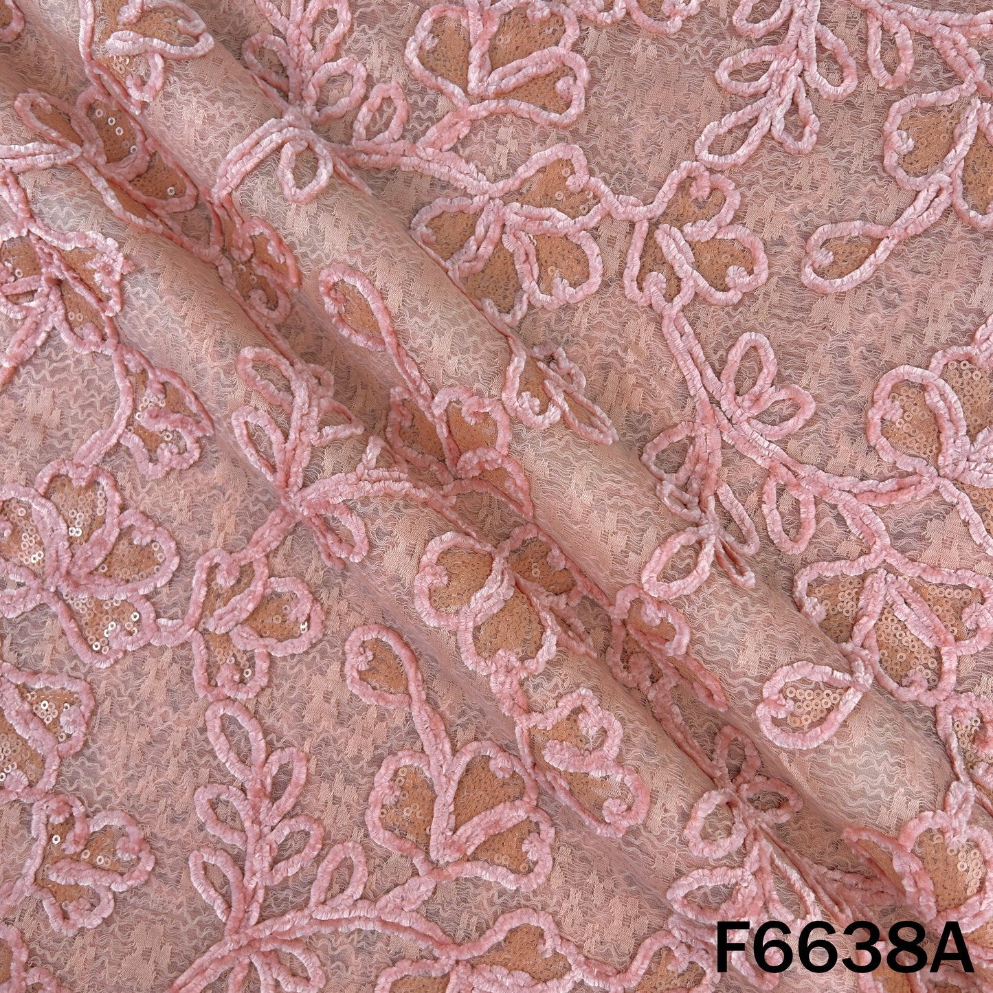 Sequins Brasso Work Self Net Fabric - F6638