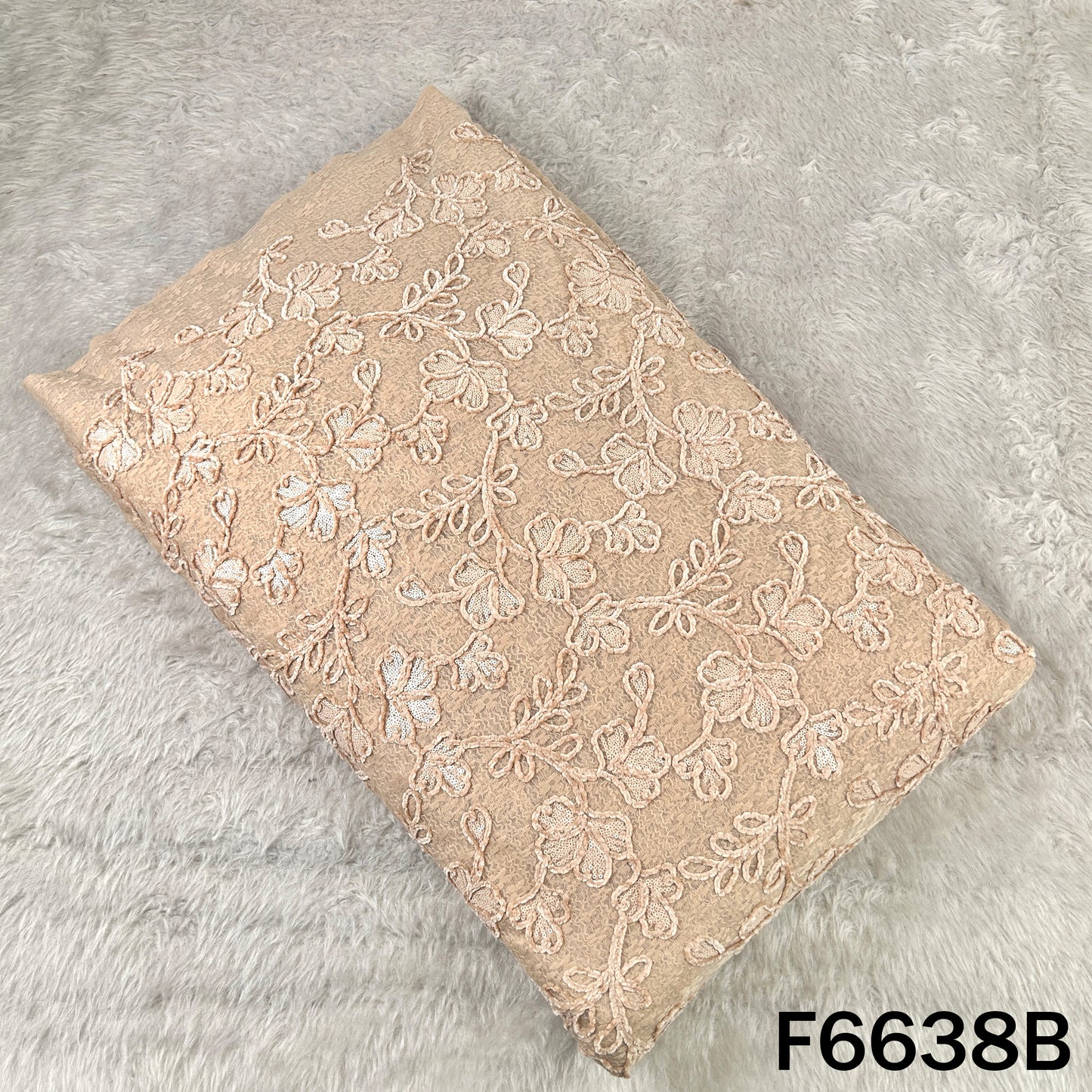 Sequins Brasso Work Self Net Fabric - F6638