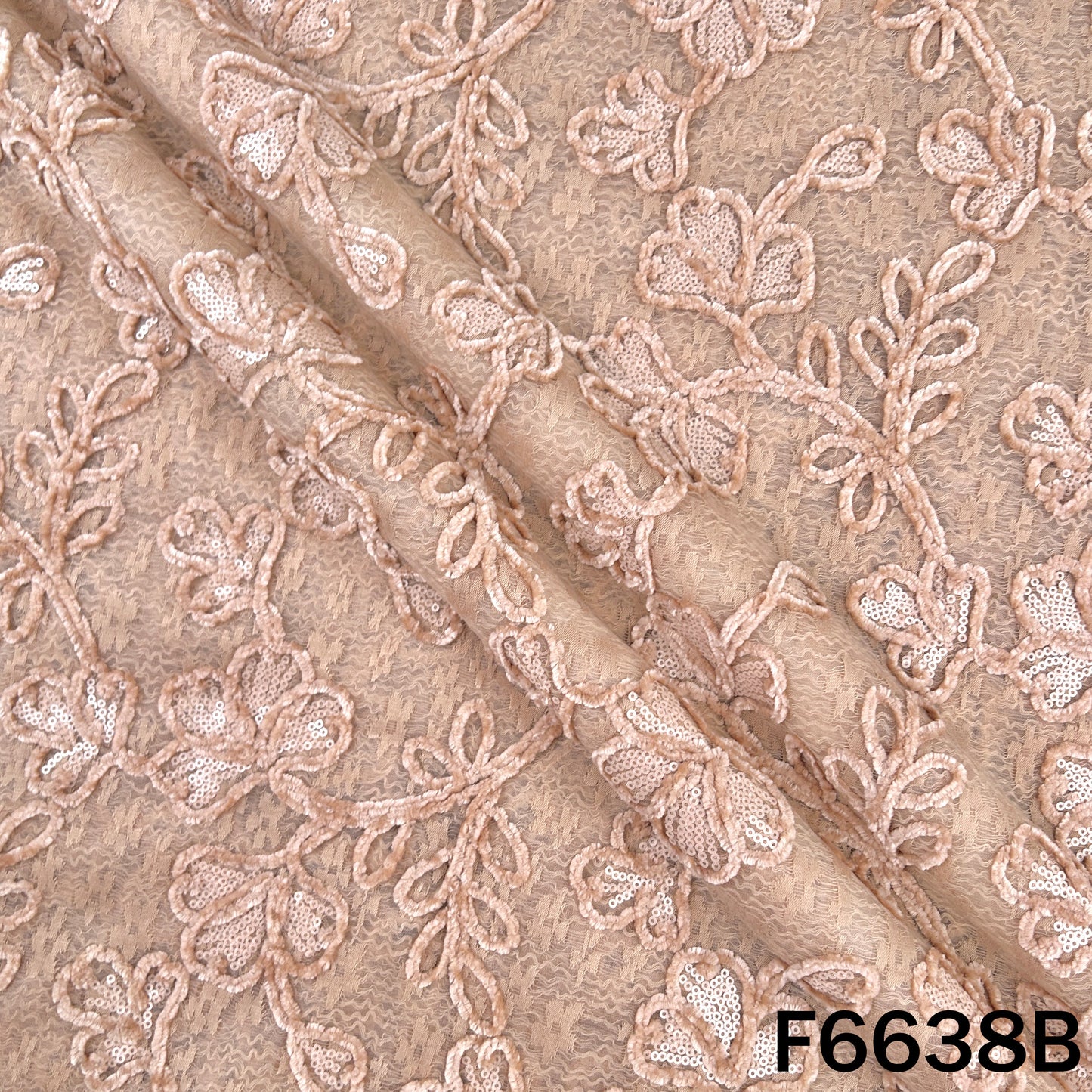Sequins Brasso Work Self Net Fabric - F6638