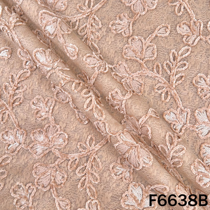 Sequins Brasso Work Self Net Fabric - F6638