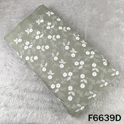 Thread Embroidered Applique Work Cambric Cotton Fabric - F6639