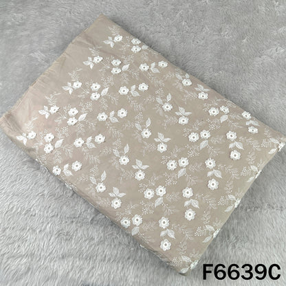 Thread Embroidered Applique Work Cambric Cotton Fabric - F6639