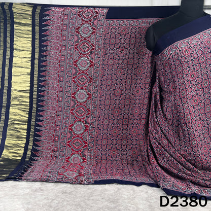 Zari Work Ajrakh Print Pure Modal Silk Dupatta - D2380