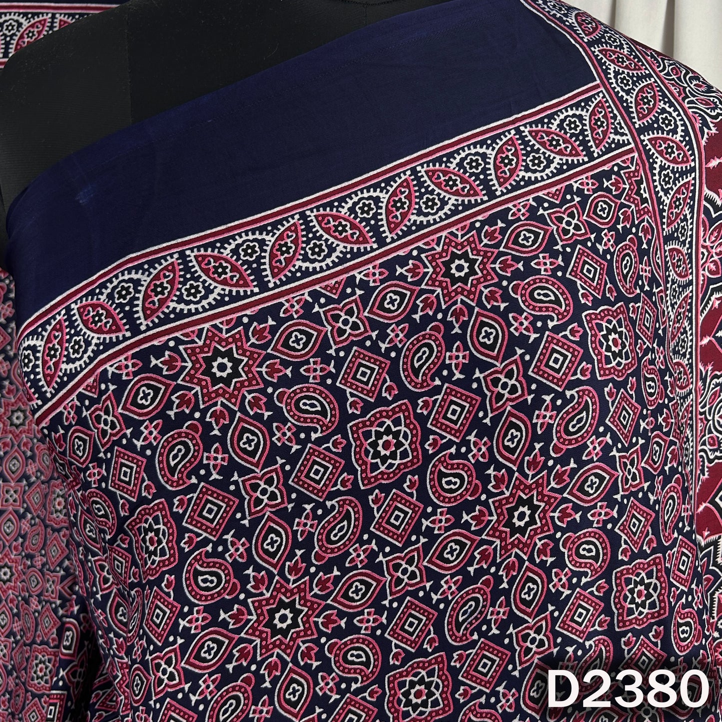 Zari Work Ajrakh Print Pure Modal Silk Dupatta - D2380