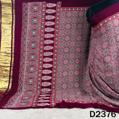 Zari Work Ajrakh Print Pure Modal Silk Dupatta - D2376