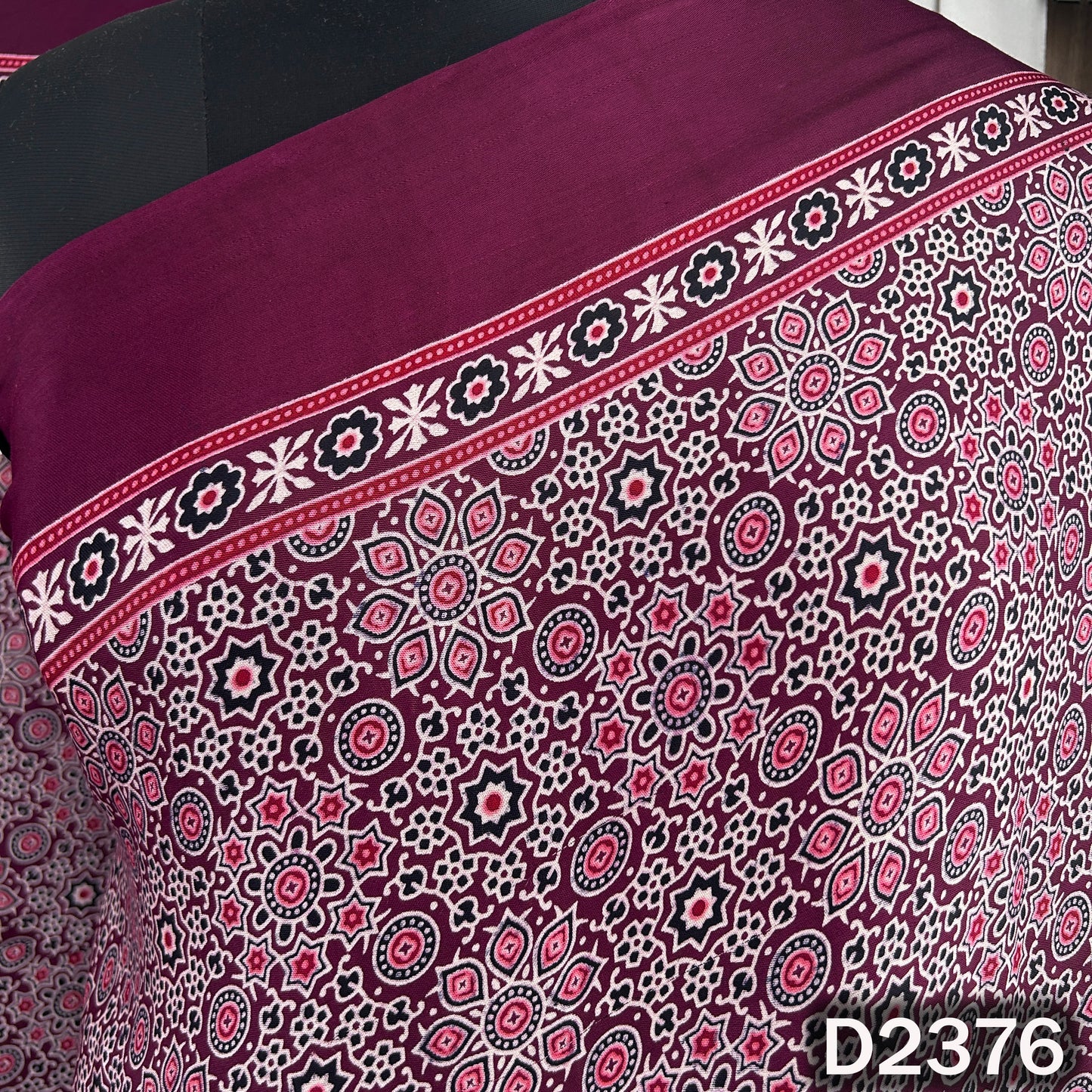 Zari Work Ajrakh Print Pure Modal Silk Dupatta - D2376