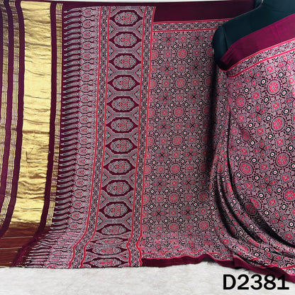 Zari Work Ajrakh Print Pure Modal Silk Dupatta - D2381