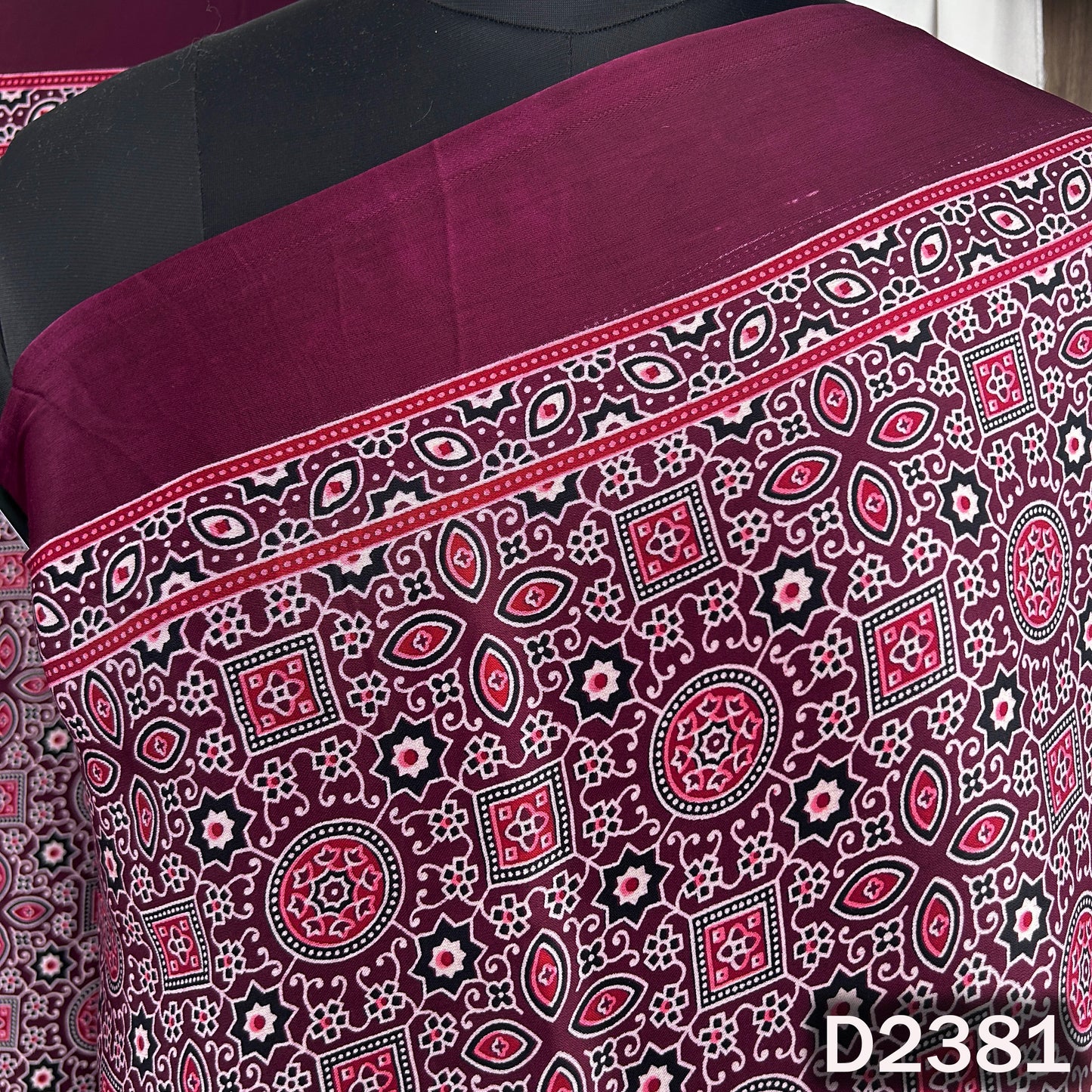 Zari Work Ajrakh Print Pure Modal Silk Dupatta - D2381
