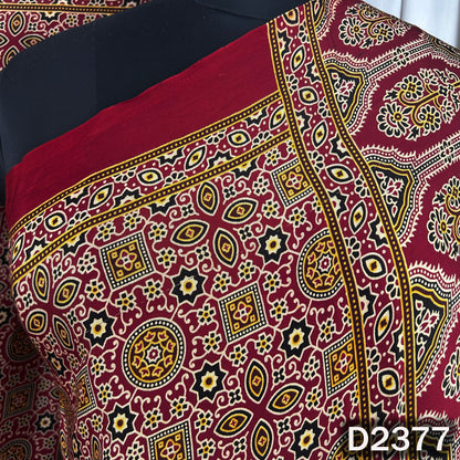 Zari Work Ajrakh Print Pure Modal Silk Dupatta - D2377
