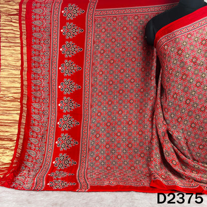 Zari Work Ajrakh Print Pure Modal Silk Dupatta - D2375