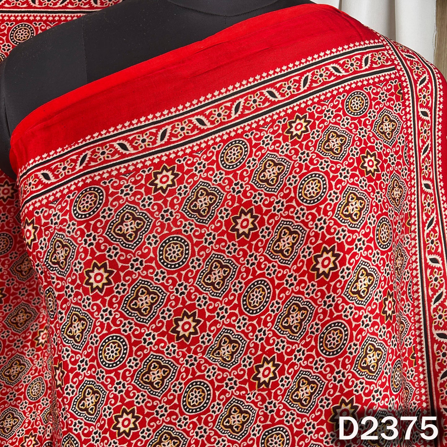 Zari Work Ajrakh Print Pure Modal Silk Dupatta - D2375