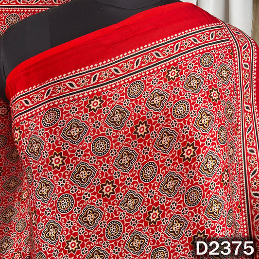 Zari Work Ajrakh Print Pure Modal Silk Dupatta - D2375