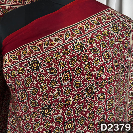 Zari Work Ajrakh Print Pure Modal Silk Dupatta - D2379