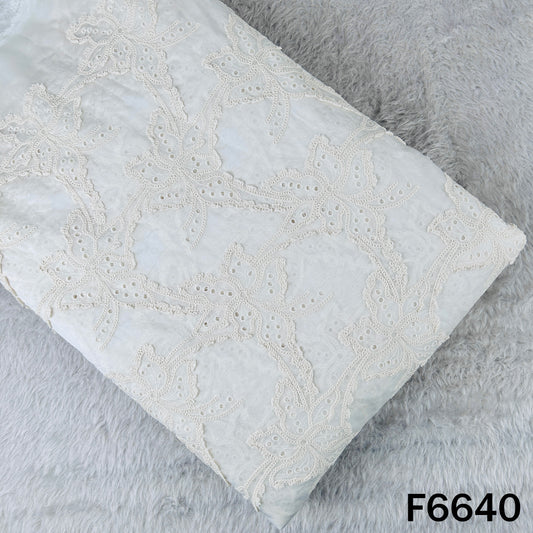 Hakoba Thread Embroidered Mul Chanderi Fabric - F6640