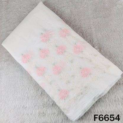 Thread Sequins Mul Chanderi Fabric - F6654