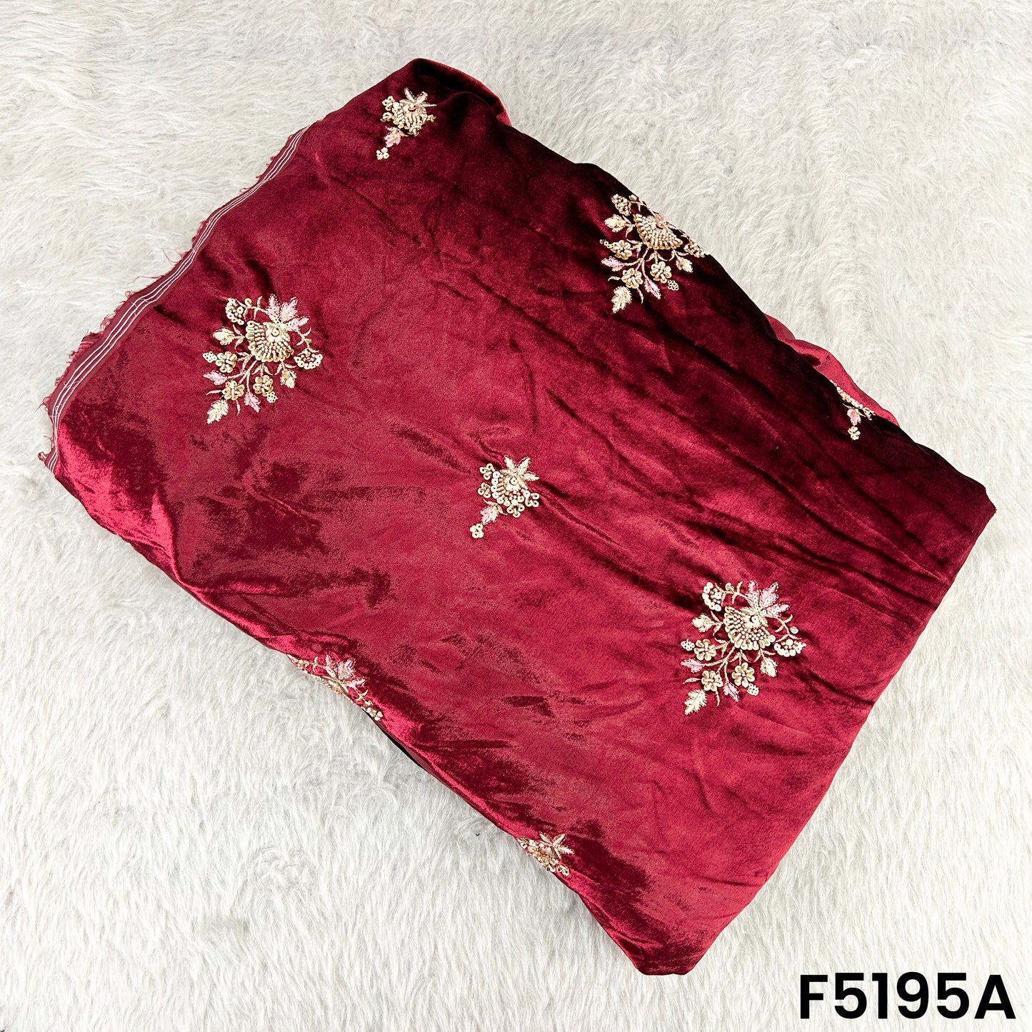 Cut Dana Thread Sequins Work Velvet Fabric - F5195