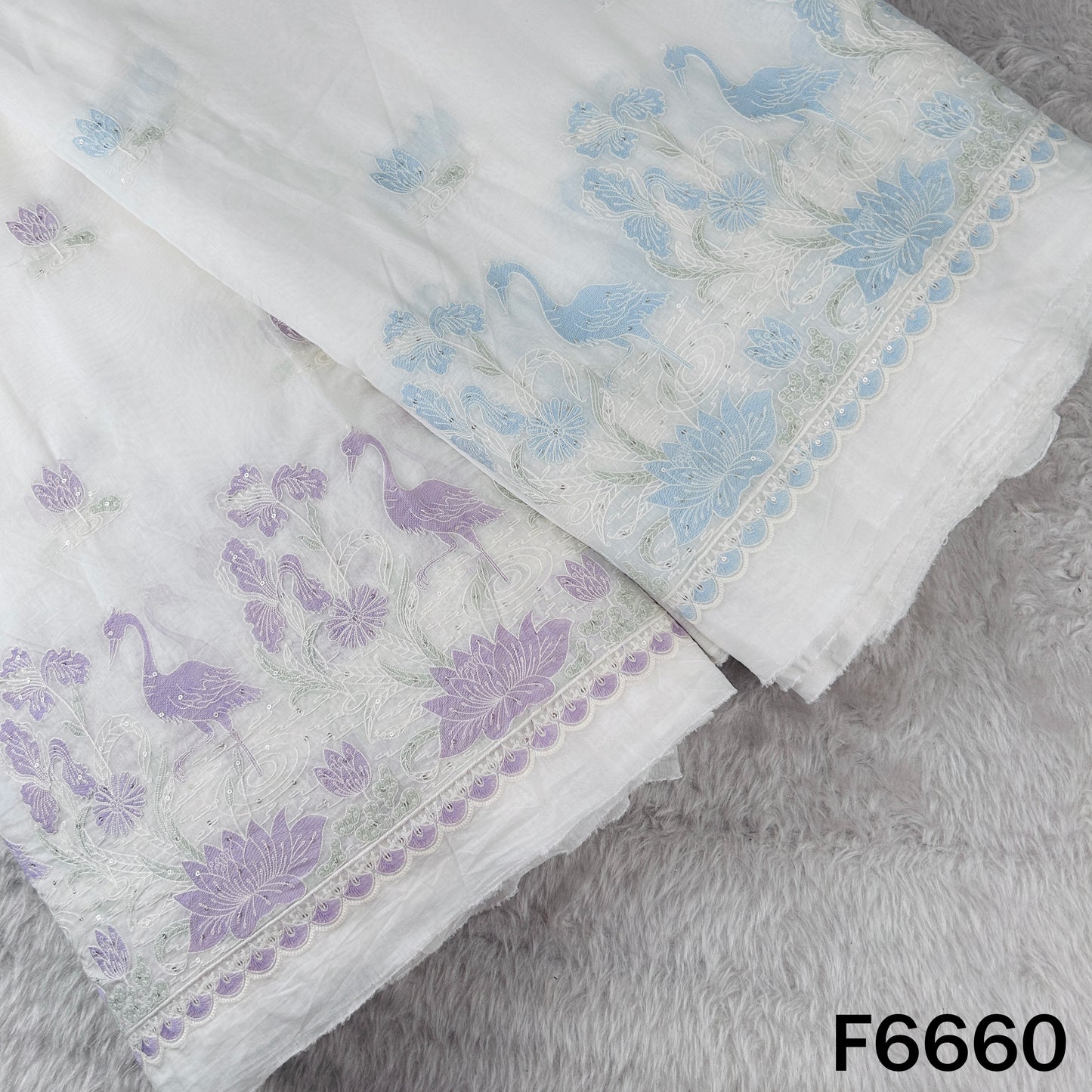 Thread Sequins Mul Chanderi Fabric - F6660
