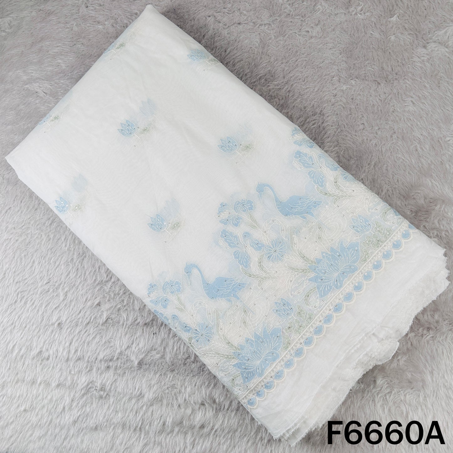 Thread Sequins Mul Chanderi Fabric - F6660