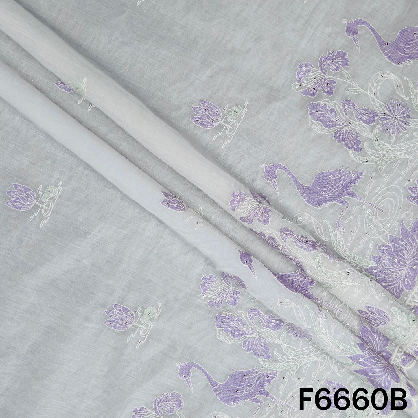 Thread Sequins Mul Chanderi Fabric - F6660
