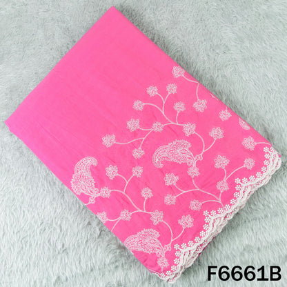 Self Jacqurad Thread Embroidered Cambric Cotton Fabric - F6661