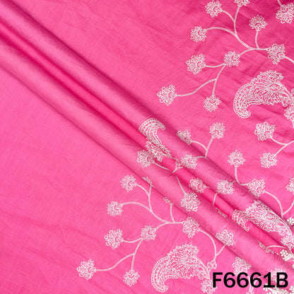 Self Jacqurad Thread Embroidered Cambric Cotton Fabric - F6661