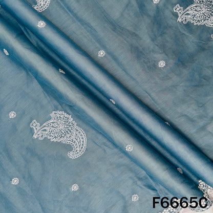 Self Jacqurad Thread Embroidered Cambric Cotton Fabric - F6665