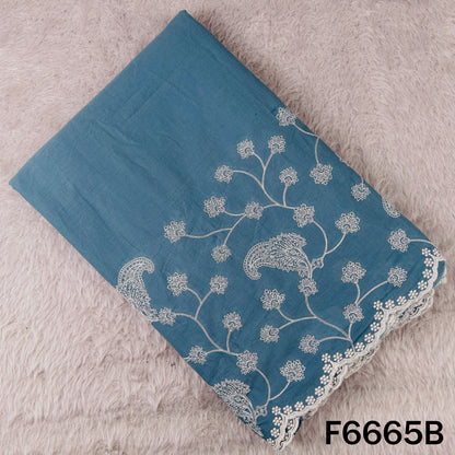 Self Jacqurad Thread Embroidered Cambric Cotton Fabric - F6665