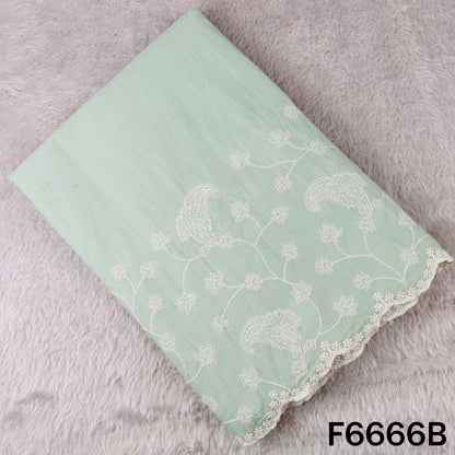 Self Jacqurad Thread Embroidered Cambric Cotton Fabric - F6666