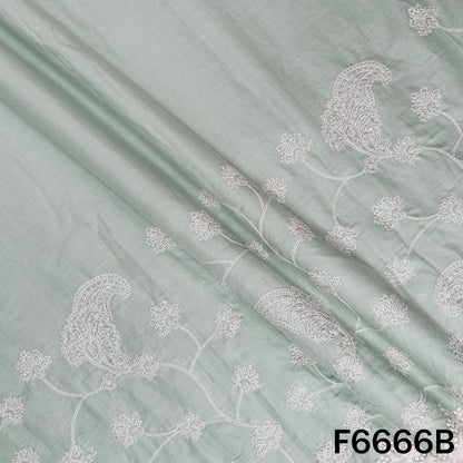Self Jacqurad Thread Embroidered Cambric Cotton Fabric - F6666